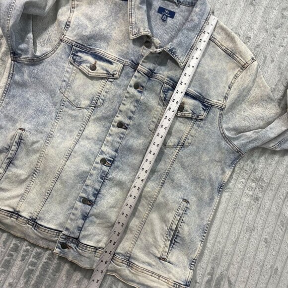 Mens Denim Trucker Jean Jacket Lt Wash Blue Retro Casual Relaxed Workwear 2XL - Picture 7 of 9
